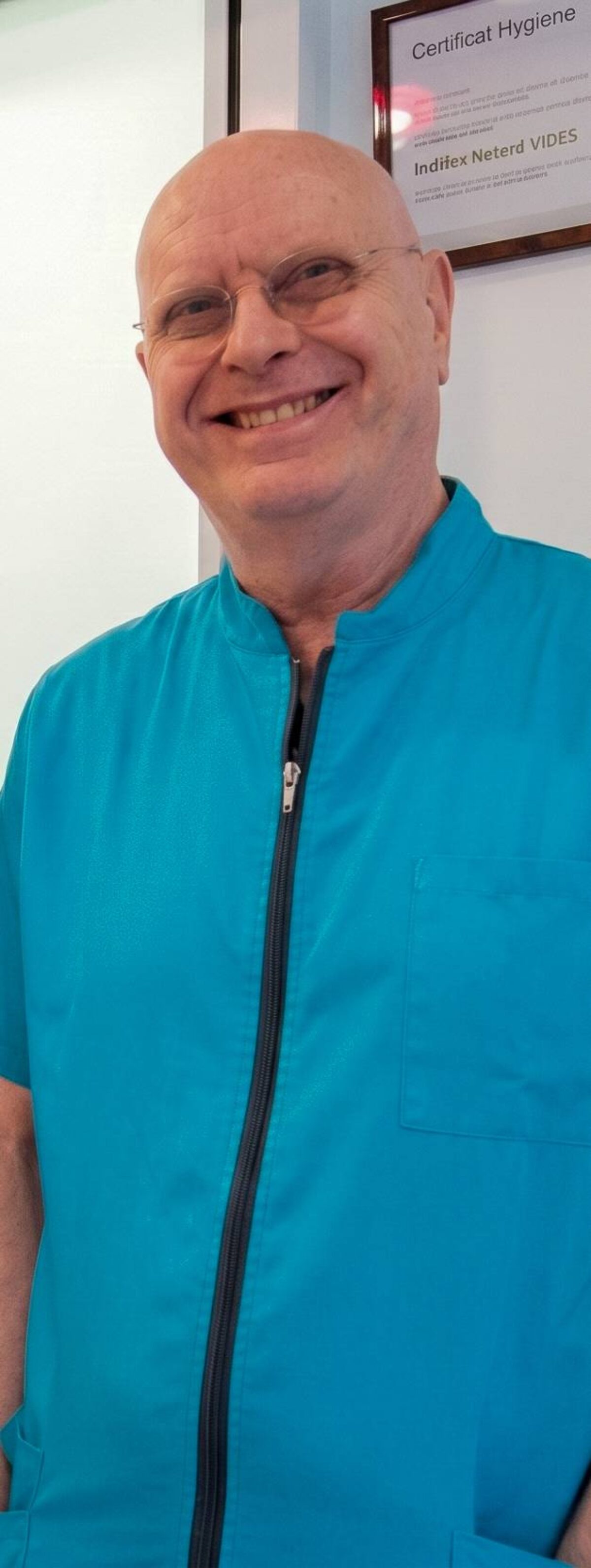 Le docteur Wees, orthodontiste à Caen, souriant dans son cabinet.